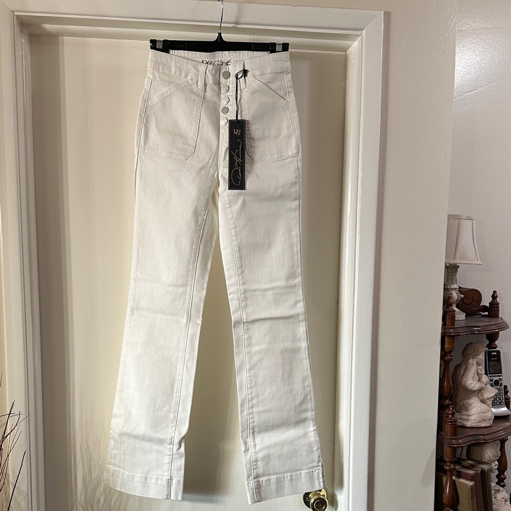 DG2 by Diane Gilman Ivory Flare & Wide Leg Jeans